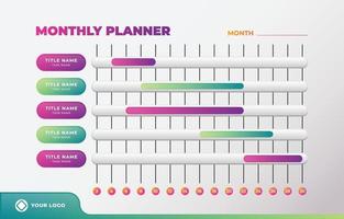 Monthly Planner Timeline Template vector