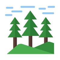 icono de bosque en vector de estilo plano