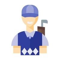 golfista masculino, icono de jugador de golf en vector de estilo plano