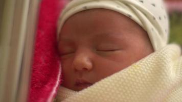 close up of Cute little newborn girl video