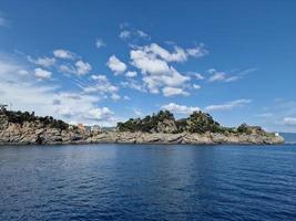 Portofino cliffs from the sea photo