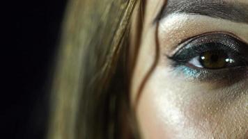 macro of beautiful Brown eyes of young woman video