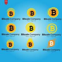 Bit coin logo set consisting of money and connection for bank, cryptocurrency Pro Vector