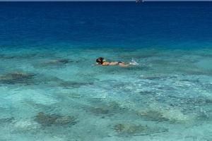 snorkeling in Maldive aerial view panorama landscape photo
