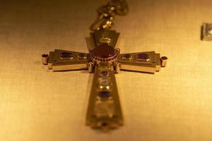 holy gold catholic cross pendant photo