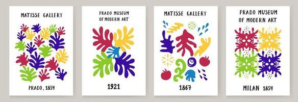 un conjunto abstracto de carteles de matisse que representan una cara abstracta y formas geométricas. arte contemporáneo estético, ilustración, vector, afiche, postal. vector