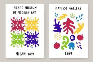 An abstract set of Matisse posters depicting an abstract face and geometric shapes. Aesthetic Contemporary Art, Illustration, Vector, Poster, Postcard. vector