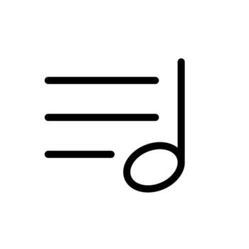 línea de icono de música de escritura aislada sobre fondo blanco. icono negro plano y delgado en el estilo de contorno moderno. símbolo lineal y trazo editable. ilustración de vector de trazo simple y perfecto de píxeles