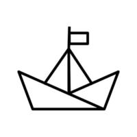 línea de icono de barco de origami aislada sobre fondo blanco. icono negro plano y delgado en el estilo de contorno moderno. símbolo lineal y trazo editable. ilustración de vector de trazo simple y perfecto de píxeles