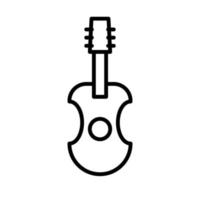 línea de icono de guitarra aislada sobre fondo blanco. icono negro plano y delgado en el estilo de contorno moderno. símbolo lineal y trazo editable. ilustración de vector de trazo simple y perfecto de píxeles