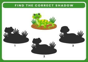 Animal black and white shadow matching activity for children. Worksheet for kids. vector