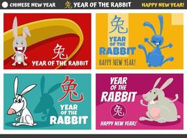 Chinese New Year designs set with rabbit characters vector