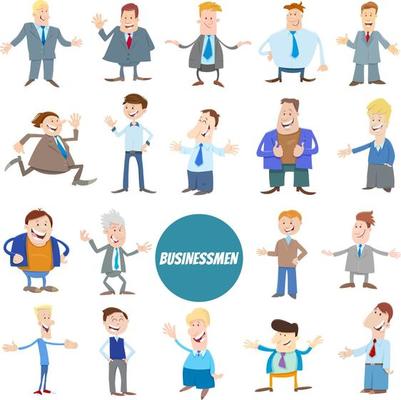 cartoon businessmen or men funny characters big set