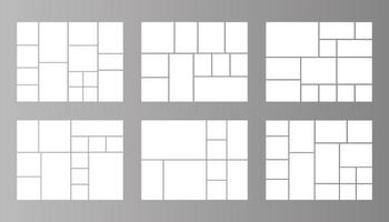 Photo collage templates set mosaic pictures frames moodboard layout collection vector