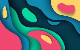 Multi layers soft colorful texture 3D papercut layers in gradient vector banner. Abstract paper cut art background design for website template. Topography map concept or smooth origami paper cut
