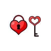 illustration vector graphic of cartoon love padlock and key for valentine's day design element