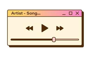 Vector retro audio player window. Nostalgic UI. Retro vaporwave computer interface. Gradient y2k window with progress bar. Listening to music.