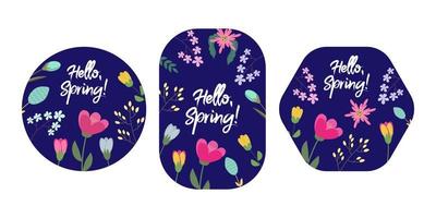 Spring flowers labels. Set of Spring flowers banner. Vector illustration