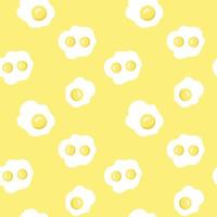 Fried Eggs seamless pattern on yellow background. Vector illustration.