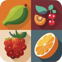 set of fruit icons, fruits flat vector illustration.