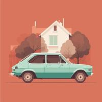 detailed car flat vector illustration, Isolated vector car. Flat design style