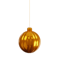 3D Rendering . Golden christmas ball hanging on a string. png