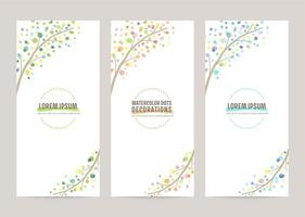 watercolor vector cover background set with colorful branches illustration, for brochures, flyers