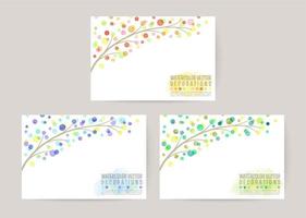 Postcard set with vector watercolor branches illustration, for greeting card, eco banners