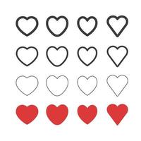 iconos de forma de corazón. conjunto de pictogramas de corazones. símbolo del amor del día de san valentín. vector