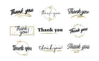 Set of custom THANK YOU hand lettering designs. vector