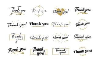 Set of custom THANK YOU hand lettering designs. vector