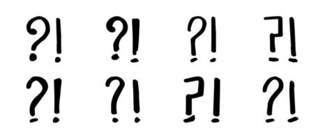 Doodle sketch exclamation and question marks vector set