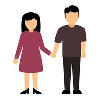 Happy adult couple are holding hands. Flat graphic design element. Relationship and family concept vector illustration