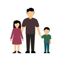 Father with children. Flat style vector illustration isolated on white background.