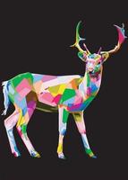 ciervo colorido en estilo pop art aislado sobre fondo negro vector