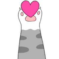 chat mignon de patte de dessin animé dans le clipart d'amour. png