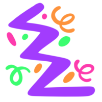 Doodle funny colorful line clipart. png