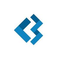 CB initial based logo made from blue colored connected folded geometric shapes. Logo for apps, technology, company, brand, product, finance, and business. vector