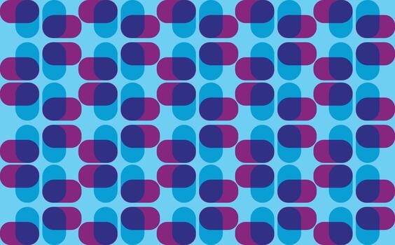 patrón de formas geométricas redondeadas superpuestas de color azul y púrpura. fondo abstracto para papel tapiz, tela, estampados, portada, afiche, plantilla y tarjeta. vector