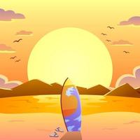 Sunset Background Flat Vector Illustration