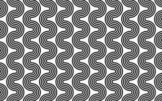 patrón de líneas compensadas en zigzag con curvas. patrón de contorno blanco y negro. adecuado para tela, marca, papel pintado, plantilla, portada, afiche, tarjeta e impresiones. vector