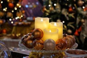 Christmas candles and ornament at the market photo