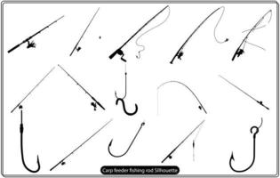 Carp feeder fishing rod silhouette free vector