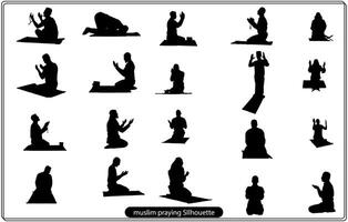 muslim praying silhouette free vector