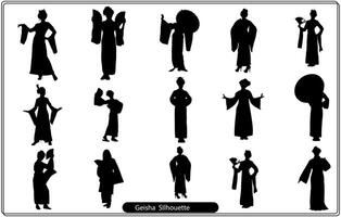 Geisha silhouette vector bundle set free