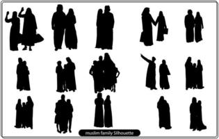 muslim family silhouette free vector