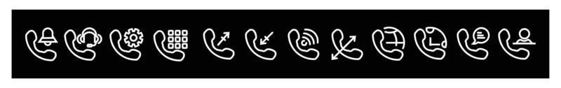 Call icon contact us logo of main mobile app. Black linear icon symbol phone mobile  out incoming,icons for design on black background vector