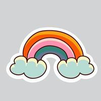 70s styles vector doodle sticker. Rainbow.