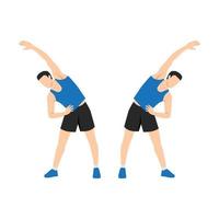 Man doing Obliques stretch exercise. Flat vector illustration isolated on white background