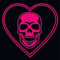 cráneo de san valentín con corazón, camisetas de diseño vintage grunge vector